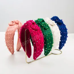 Luxury Solid Color Fabric Crystal Bow pannband Fashion Hårtillbehör för kvinnor Trendigt Casual Hairband Hair Band