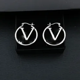 Pendientes de aro para mujer Simple 18K chapado en oro 925 Plata Diseñadores de marca de lujo Letras Stud Gran geométrico Famoso Pendiente Boda Fiesta Amor Regalos Jewerlry