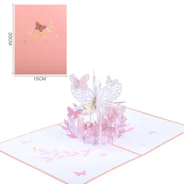 Biglietti d'auguri 3D PopUp Biglietto fiore farfalla per anniversario San Valentino Festa della mamma Compleanno Tutte le occasioni Regalo 2023 230411