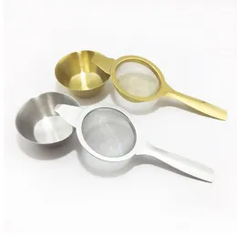 Party Favor Stainless Steel Tea Strainer Filter Fine Mesh Infuser Coffee Cocktail Food Reusable Gold Silver Color q35