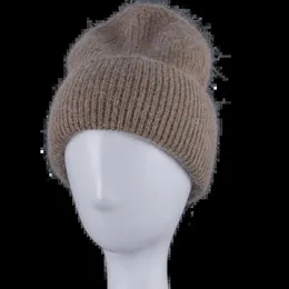 BeanieSkull Mütze Mädchen Beanie Hüte Winter Angora Kaninchenfell Warm Stricken Weich Flauschig Freizeit Skullies Gehörschutz 231110