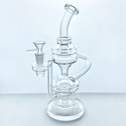 Bong in vetro da 10 pollici Recycler Dab Ring Tornado Lampada Dimensioni connettore 14 mm