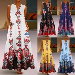 Casual Dresses 2023 Floral Print Boho Long Dress Summer Clothes For Women V-neck Sexy Off Shoulder Ladies Plus Size Maxi