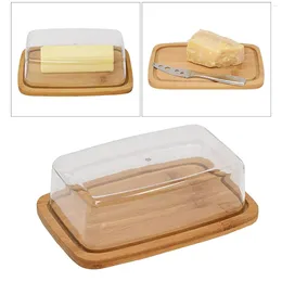 Plates Bamboo Butter Dish Rectangular Cheese Storage Tray Plate Container With Glass Acrylic Lid Keeper Tool Kitchen Tableware