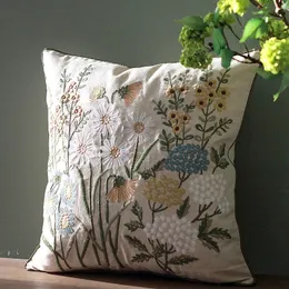 Poduszka/poduszka dekoracyjna 45x45cm poduszki bawełniane lniane kwiat haft haftowa poduszka sofa Sofa