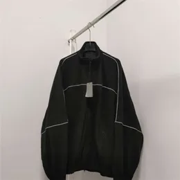 Versión correcta 22fw b estilo familiar bordado de línea negra chaqueta deportiva de lana holgada High Street