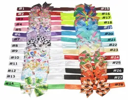 New Girls Christmas Headbands Dovetail Bow Bow Children Halloween Hair Accessories Bow Hair Band 28 Colors C30628471237