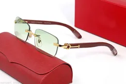 Projektantka marki okulary przeciwsłoneczne dla kobiety Big Rame Prostokątne okulary przeciwsłoneczne luksusowe okulary przeciwsłoneczne zielony obiektyw z brązowymi drewnianymi okularami szkłem