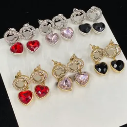 Luxury Color Gem Stud Designer Women's Hoop örhängen Stud Alfabetörhängen smycken Box Set Valentine's Day Gift Engagement med Box