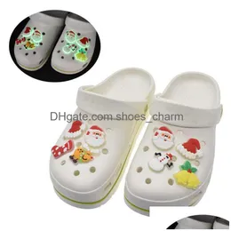 Shoe Parts Accessories 21Pcs Cute Santa Christma Stockings Charms Luminous Ornament For Croc Jibz Kids Party Gifts Drop Delivery Sh Dhtv5