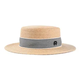 Szerokie brzegowe czapki Summer Lafite Straw Hat Fine Top Suncreen Flat Rim Seaside Holiday Beach