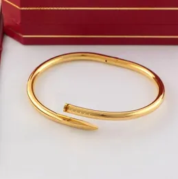 Titanium Steel Gold Sier Charm Skruv Nagelarmband Bangle Pulsera Armband för män och kvinnor Bröllopspar Älskare gåva smycken med Veet Bag