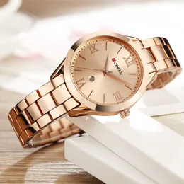 Kvinnors klockor Curren Gold Watch Women Ladies Creative Steel Armband Female Clock Relogio Feminino Montre Femme 230410