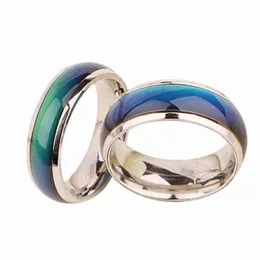 Band Rings Stainless Steel Ring Change Color Mood Ring Emotional Temperature Fashion Temperature Sensitive Glazed Seven-Color Ring Lamp P230411