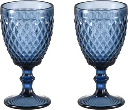 Europeisk stil präglad vinglasfärgat glas ölbägare Vintage Vinglas Hushåll Juice Drinking Cup Thicked Glass Goblets For Party
