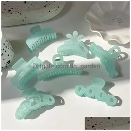 Morsetti Verde Scrub Corea Ins Croce geometrica Testa di palla di pelo Morsetti femminili Grande Catch Back Fiore Squalo Clip per capelli da donna A Dhgarden Dhz4H