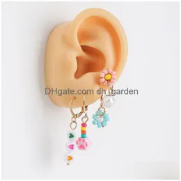 Dangle Chandelier 4 Pçs / Set Trendy Handmade Frisado Flor Brincos Para Mulheres Meninas Polímero Argila Gato Pata Resina Coração D Dhgarden Dh1Yp