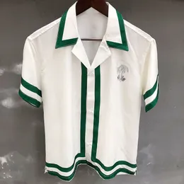 Camicie casual da uomo Verde Bianco Colore a contrasto Camicia con stampa albero di cocco Camicia uomo manica corta Streetwear Camisa Masculina Camicia Moda Hombre 230410