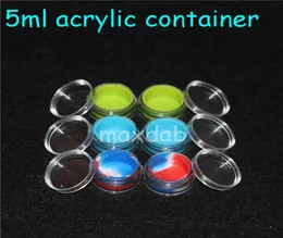 Clear plastic acrylic e liquid case wax holder box 5ml mini acrylic bho jars silicone jars dab wax vaporizer oil container silicon6070228