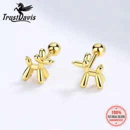 Stud Trustdavis Real 925 Sterling Silver Fashion Sweet Ins Animal Treff parafuso Brincos para mulheres Jóias finas de casamento DA2726 230410