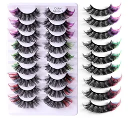 Reusable Handmade Color Eyelashes Curly Crisscross Multilayer Thick 3D Fake Lashes Colordul Naturally Soft Delicate Full Strip L1193726
