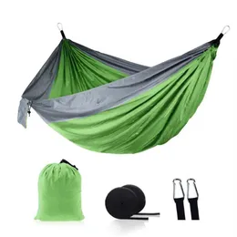 Single Double Hammock Adult Outdoor Backpacking Travel Survival Hunting Sleeping Bed Portable With 2 Straps 2 Carabiner231M