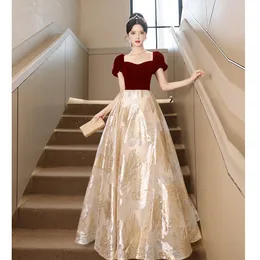 Elegant Gold Veet Mother Of The Bride Dresses New Princess Short Sleeves Shiny Satin Long Formal Wedding Party Guests Gowns Plus Size Evening Dress 403