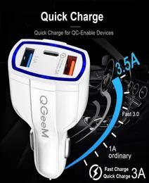 35W 7A 3 Ports Car Charger Type C And USB Charger QC 30 With Qualcomm Quick Charge 30 Technology For Mobile Phone GPS Power Bank6264937