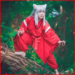 Костюмы аниме Аниме Инуяша Косплей приходит кимоно Хэллоуин приходит для мужчин Одежда для ролевых игр Костюм Парик Вечеринка Красная униформа Полный комплект ZLN231111