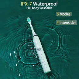 Escova de dentes 5 modos Sonic Electric dentes de dentes carregador USB Recarregável IPX7 Temporizador inteligente à prova d'água limpo e embranquecer os dentes ultrassônicos orais 230411