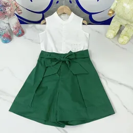 Kläder sätter lyxflickor outfit barnkläder sommar mode barn ärmlös skjorta toppar pant barns baby flicka 230411