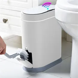 Joybos Smart Sensor Trash Can Electronic Automatic Badrum Avfallsskräp Bin Hushåll Toalett Vattentät smal söm 211229290N