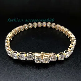 Högkvalitativ modesmycken Real 925 Sterling Silver Solid Gold 5mm Moissanite Lab Diamond Tennis Chain Fine Hip Hop Jewelry