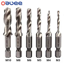 Other Hand Tools 16Pcs conical drill bit set hexagonal shank galvanized HSS thread machine composite M3 M4 M5 M6 M8 M10 manual tool 230410