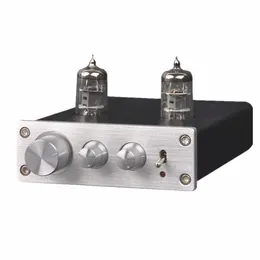 Freeshipping ZHILAI D2 HIFI Tube Preamp 6J1 Valve Audio Preamplifier Dual Channel Treble Bass with Power Adapter Silver Black Hot Sale Fubsl