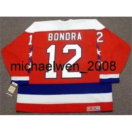 Weng 남자 여성 청소년 Peter Bondra 1990 CCM Vintage Old Hockey Jersey All Stitched Top-Quality 모든 이름 모든 숫자 골키퍼 컷