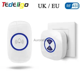 DOORBELLS UK EUワイヤレスドアベルセット屋外防水トランスミッターレシーバードアチャイムスマートベルリモートコントロール100Mレンジ110V 220V YQ231111