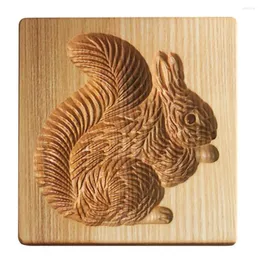 Baking Tools Cookie Mold Shortbread Wooden Biscuit Cutter Gingerbread Mold(Squirrel)
