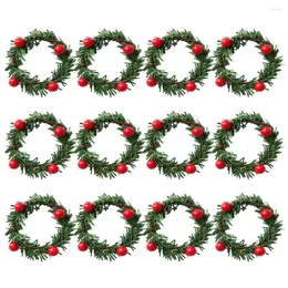 Decorative Flowers Artificial Wreath Red Napkin Ring Berries PVC Decoration Pine Wreaths Xmas Fruit Banquet Special Event Party Wedding