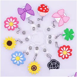 Other Office School Supplies Retractable Badge Reel Clip Antilost Id Name Card Holder For Nurse Teacher Student Cute Flower Key Be Dhnyd