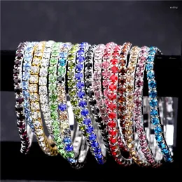 Bağlantı Bilezikleri 925 Gümüş Plaka Düğün Gelin Kraset Takı Bir Sıra CZ Rhinestone Kristal Streç Strand Bilek Bangle 3pcs/Lot