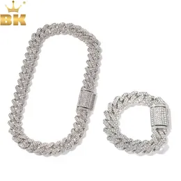 قلادة قلادة The Bling King Neba 18mm Zinc Alloy Slink Mens Miami Cuban Bracelet Set Full Bling Iced S Hiphop Jewelry 231110