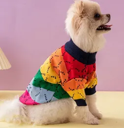 Fashion Designer Dog Clothes Brands Dog Apparel Stripe Jacquard Letter Soft Dogs Sweater Classic Pet Casual Wear Clothing Fashion Cardigan Sweaters Knitted Coat