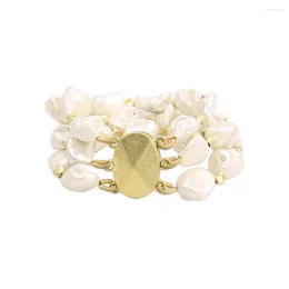 Strand Shell Pearl Magnetic Clasp Bracelet for Women N20065