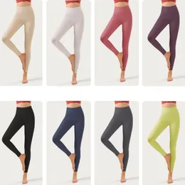 AL pantalones de yoga de Color sólido para mujer, mallas deportivas de cintura alta, ropa de gimnasio, pantalones deportivos elásticos para Fitness para mujer, pantalones deportivos al aire libre