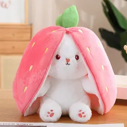 18 CM Kreative Karotte Erdbeer Tasche Verwandeln In Kaninchen Plüschtiere Schöne Lange Ohren Häschen Gefüllte Weiche Puppe Kawaii Kinder Geschenke
