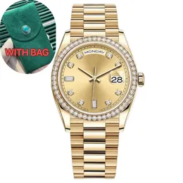 Orologio diamantes de alta qualidade relógio de pulso masculino relógio mecânico automático 36/41mm moldura de diamante de aço inoxidável completo à prova d'água relógio de ouro luminoso montre de luxe