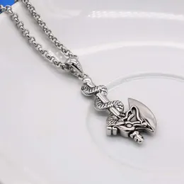 Personlig mäns charmsmycken 925 Sterling Silver Necklace Vintage Style Dragon Shaped Ax Pendant Necklace