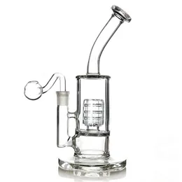 Cachimbo de narguilé de vidro grosso com cachimbo de água de vidro Perc estéreo Matrix com queimador de óleo de 18 mm gaiola de difusão Dab Rigs acessório para fumar