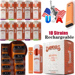 Stock USA Dabwoods recarregável e cigarro 10 sabores dispositivos descartáveis ​​pods caneta vape 1ml 280mAh POD descartáveis ​​kits iniciantes de petróleo Empi